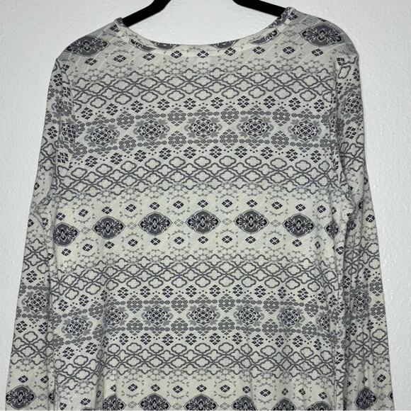 Aventura Organic Cotton Printed Light Airy Blouse Women's large Cream Gray - Picture 15 of 16